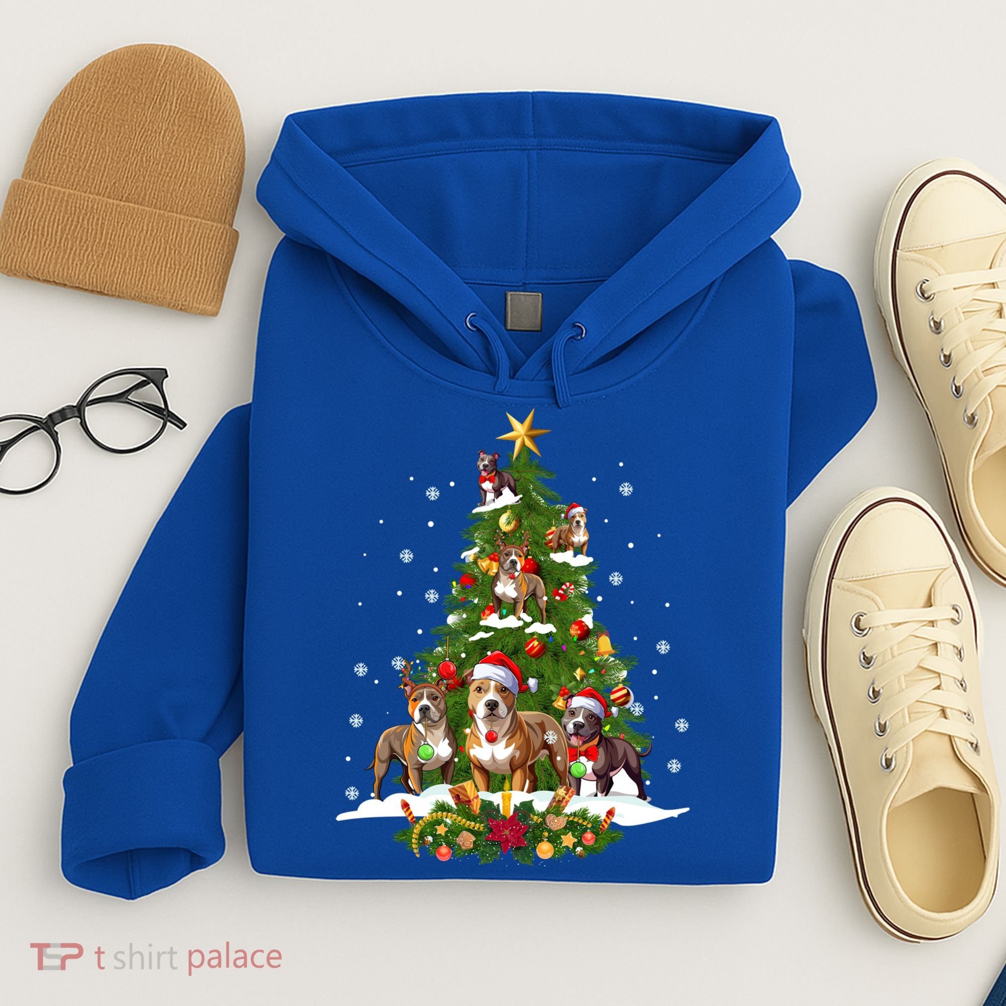 Pitbull Christmas Tree Pitbull Dog Xmas Party Great Gift Hoodie