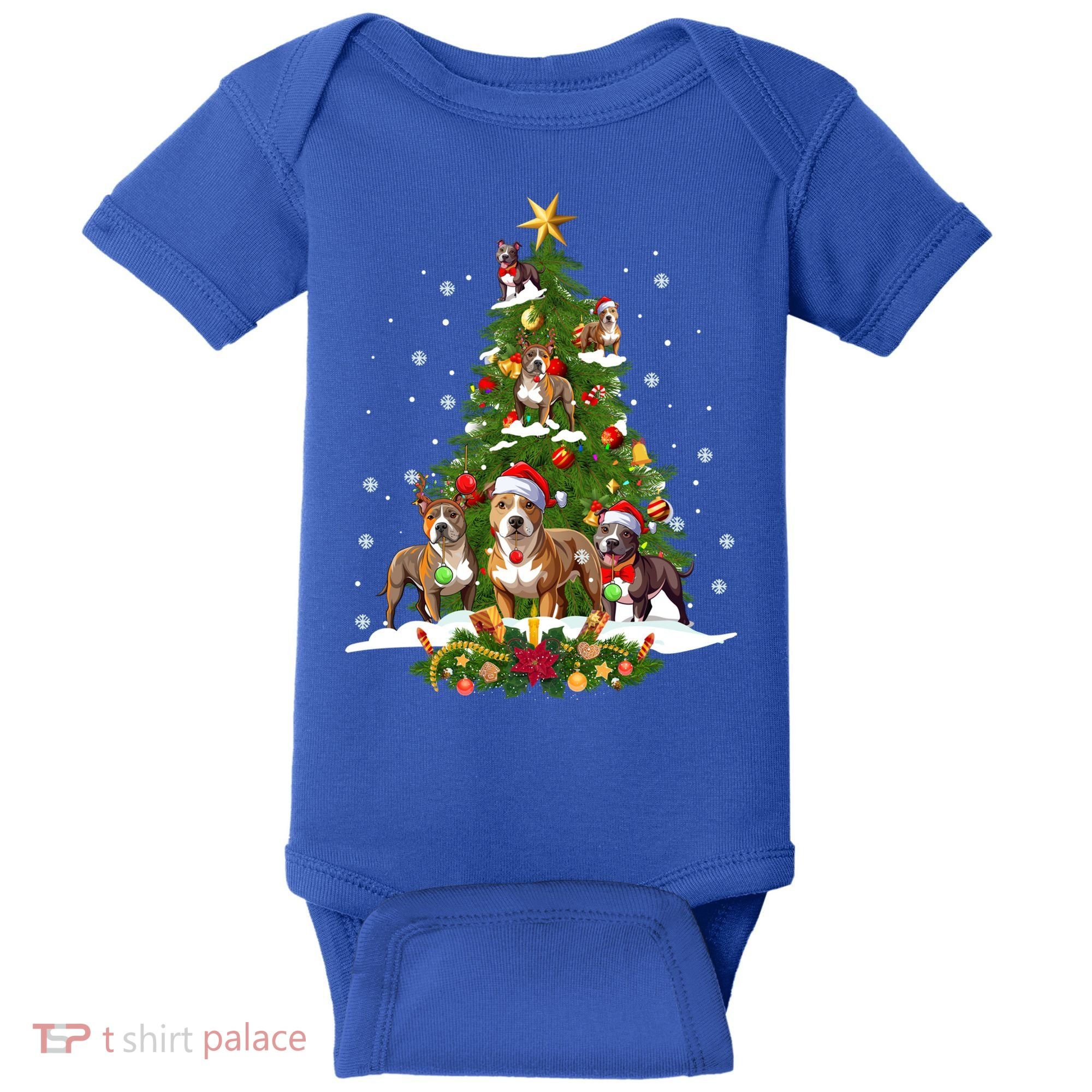 Pitbull Christmas Tree Pitbull Dog Xmas Party Great Gift Baby Bodysuit