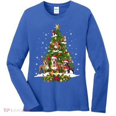 Pitbull Christmas Tree Pitbull Dog Xmas Party Great Gift Women's Long Sleeve Shirt