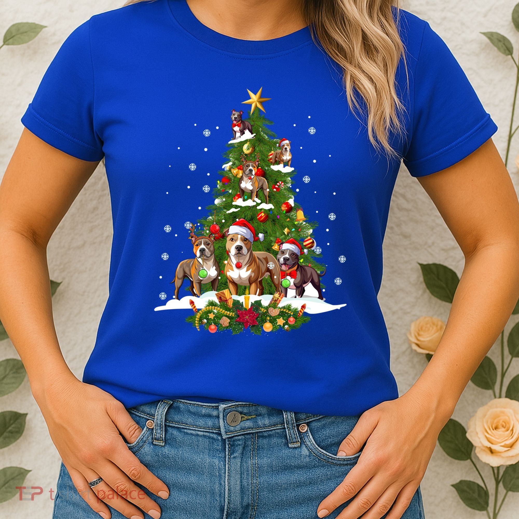 Pitbull Christmas Tree Pitbull Dog Xmas Party Great Gift Women's T-Shirt