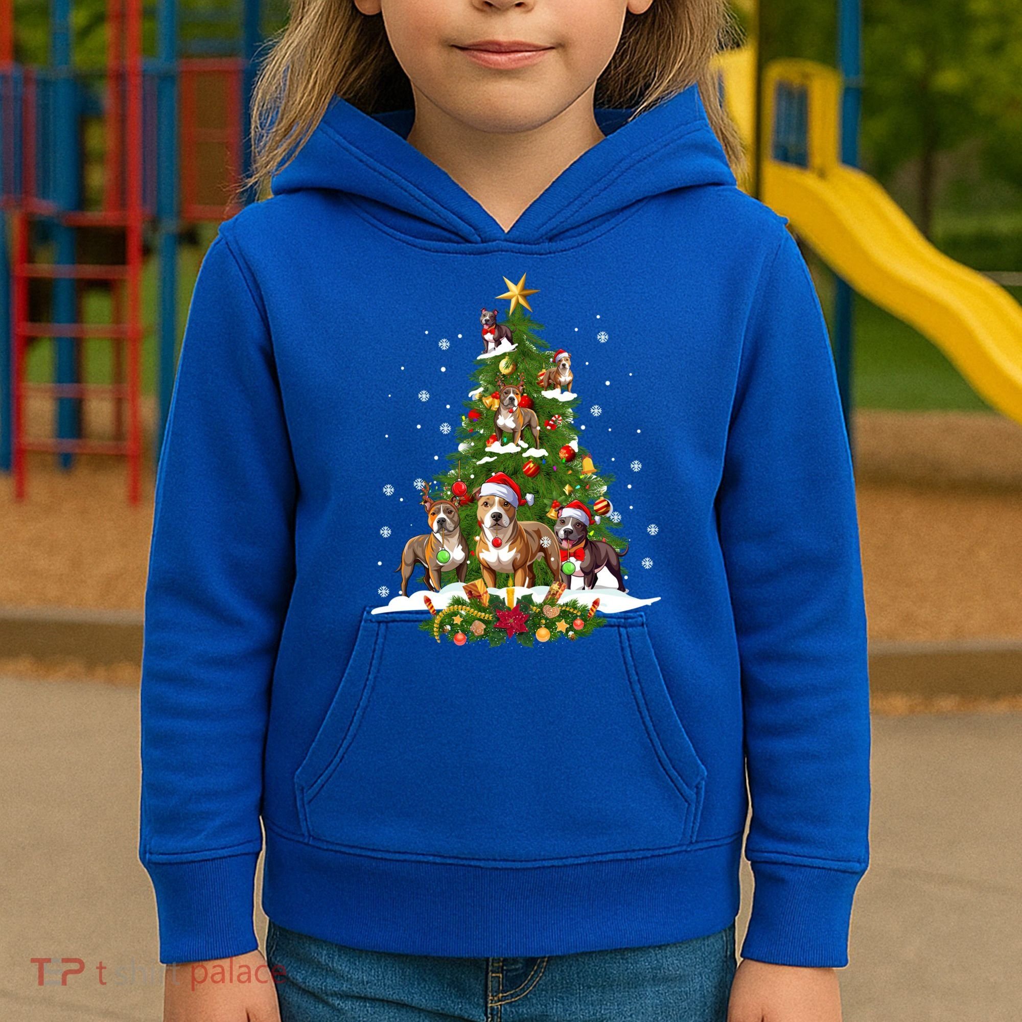 Pitbull Christmas Tree Pitbull Dog Xmas Party Great Gift Kids Hoodie