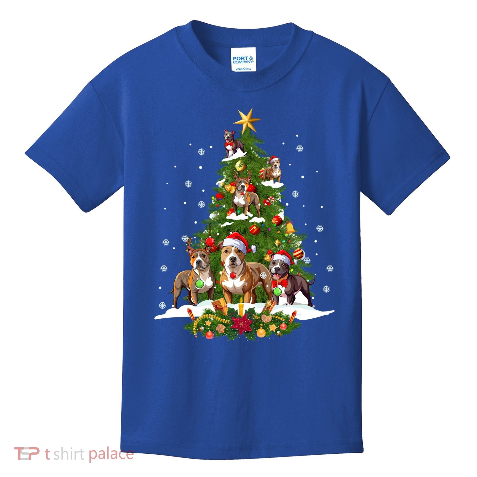 Pitbull Christmas Tree Pitbull Dog Xmas Party Great Gift Kids T-Shirt