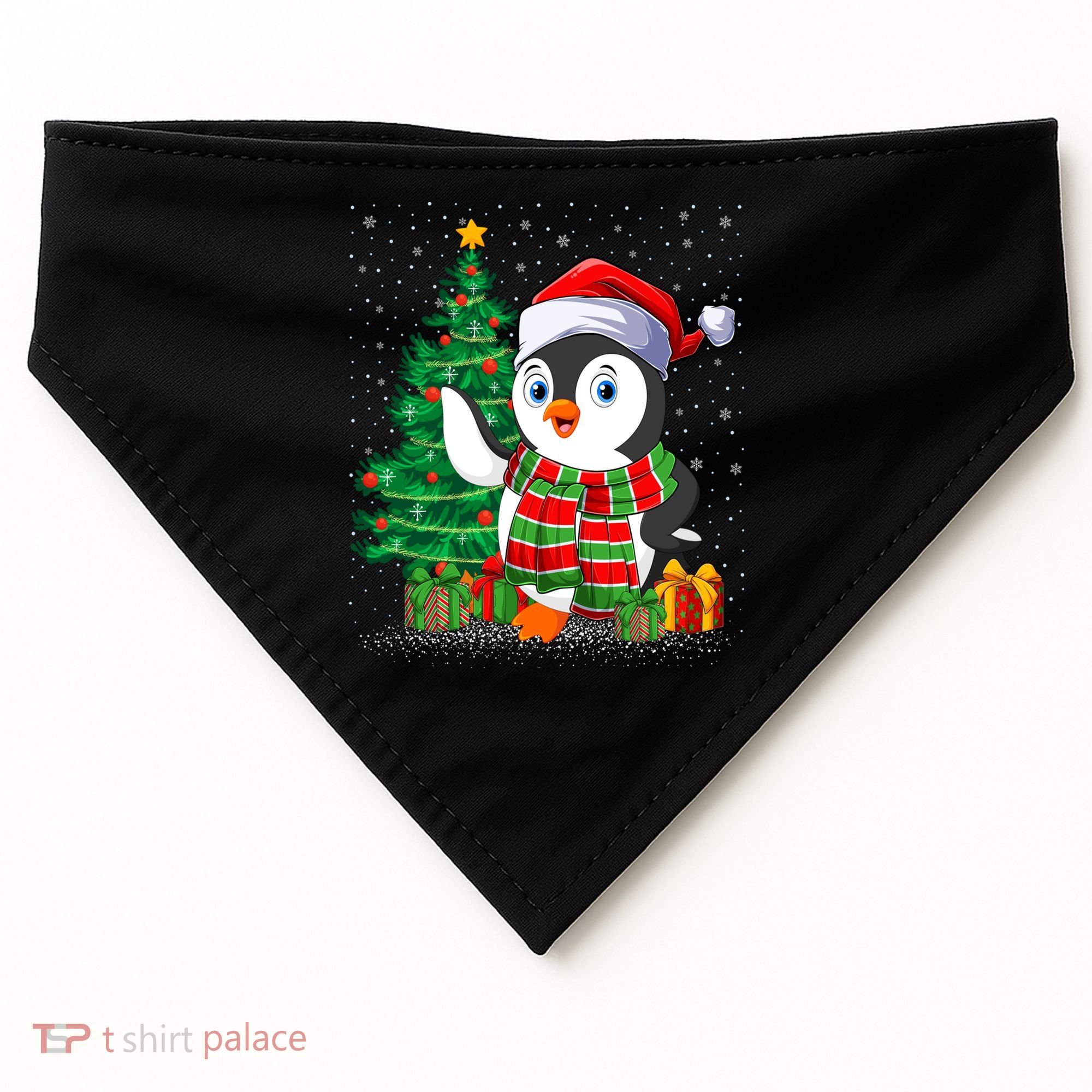 Penguin Christmas Tree Lights Santa Penguin Xmas Cute Gift USA-Made Doggie Bandana