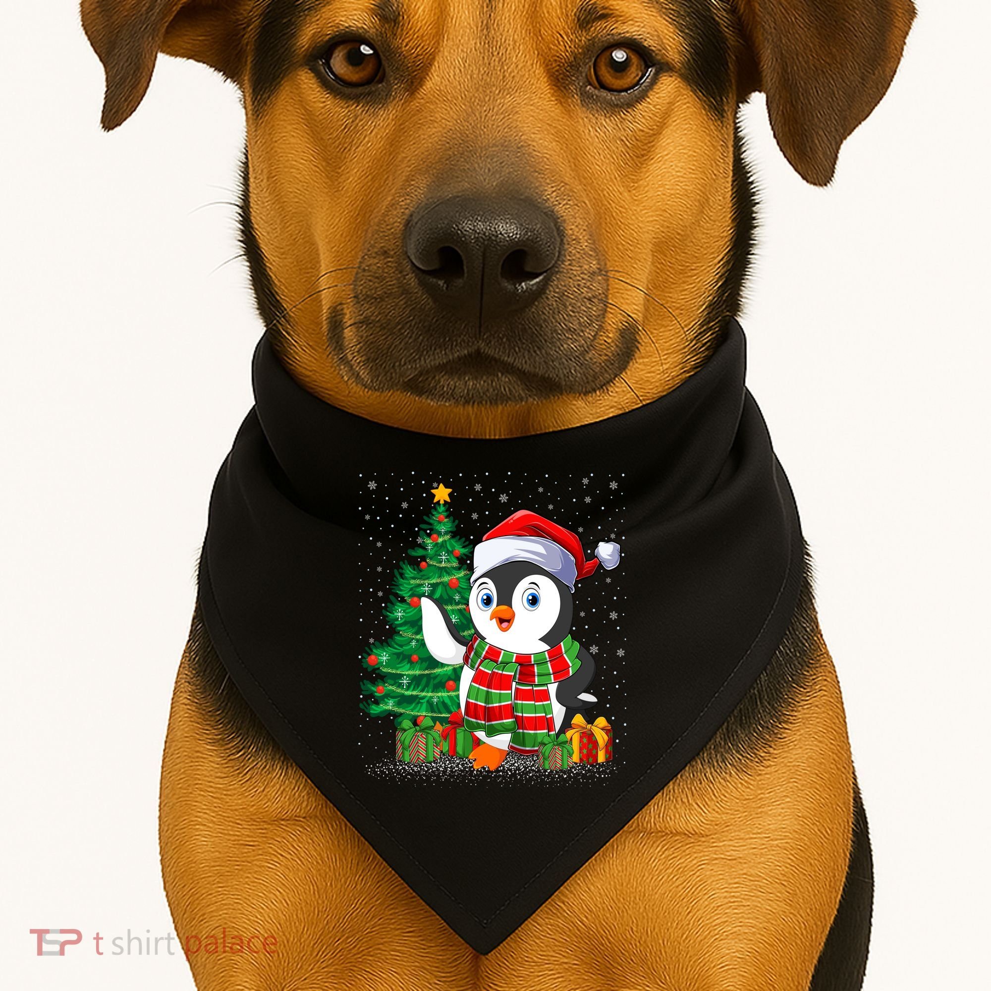 Penguin Christmas Tree Lights Santa Penguin Xmas Cute Gift USA-Made Doggie Bandana