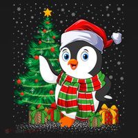 Penguin Christmas Tree Lights Santa Penguin Xmas Cute Gift Bucket Hat thumb 4