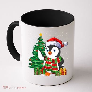 Penguin Christmas Tree Lights Santa Penguin Xmas Cute Gift Coffee Mug