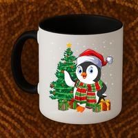Penguin Christmas Tree Lights Santa Penguin Xmas Cute Gift Coffee Mug thumb 2