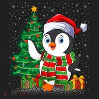 Penguin Christmas Tree Lights Santa Penguin Xmas Cute Gift Beanie thumb 2