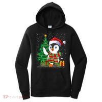 Penguin Christmas Tree Lights Santa Penguin Xmas Cute Gift Women's Hoodie thumb 0