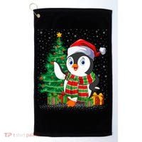 Penguin Christmas Tree Lights Santa Penguin Xmas Cute Gift Golf Towel thumb 0