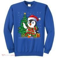 Penguin Christmas Tree Lights Santa Penguin Xmas Cute Gift Sweatshirt thumb 0