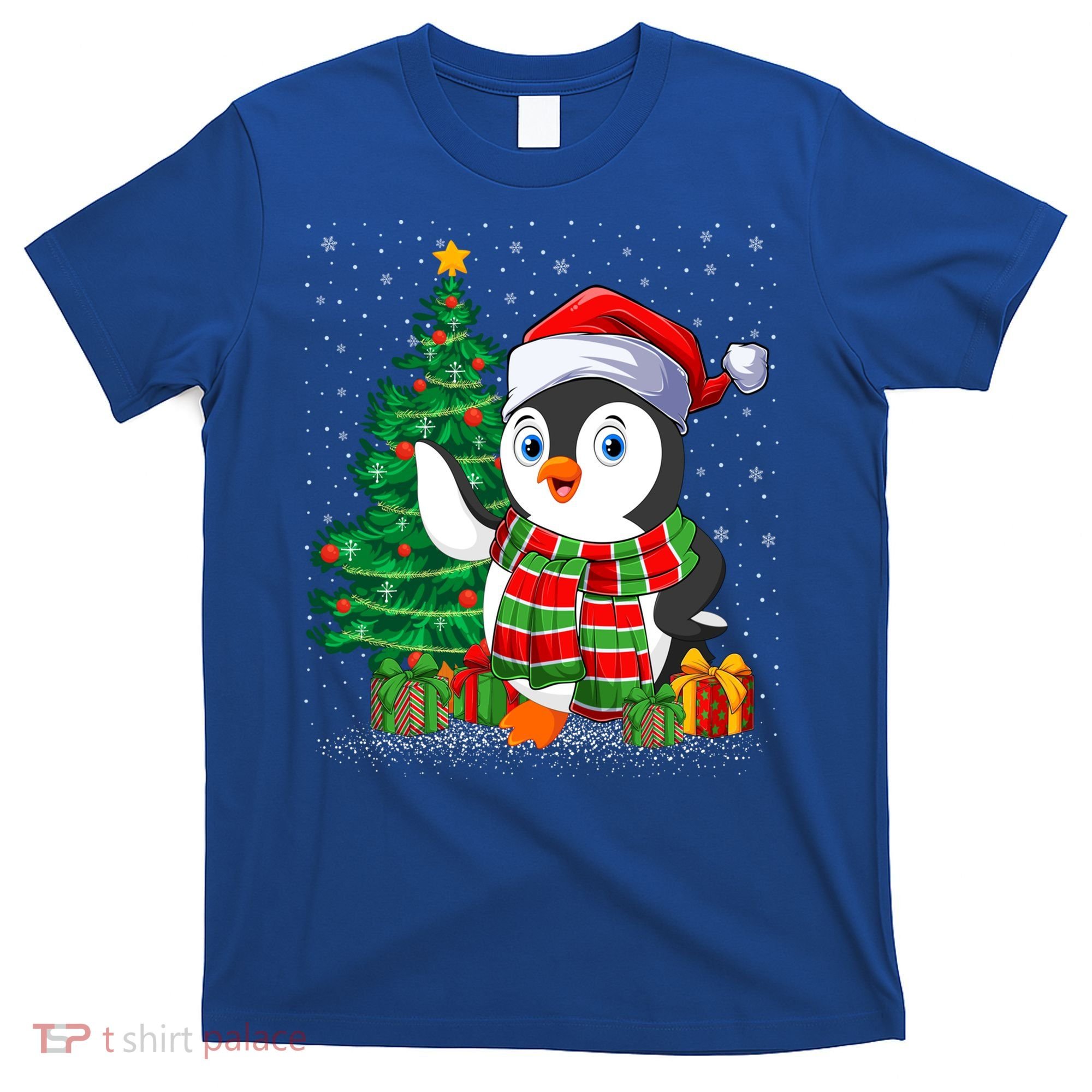 Penguin Christmas Tree Lights Santa Penguin Xmas Cute Gift T-Shirt