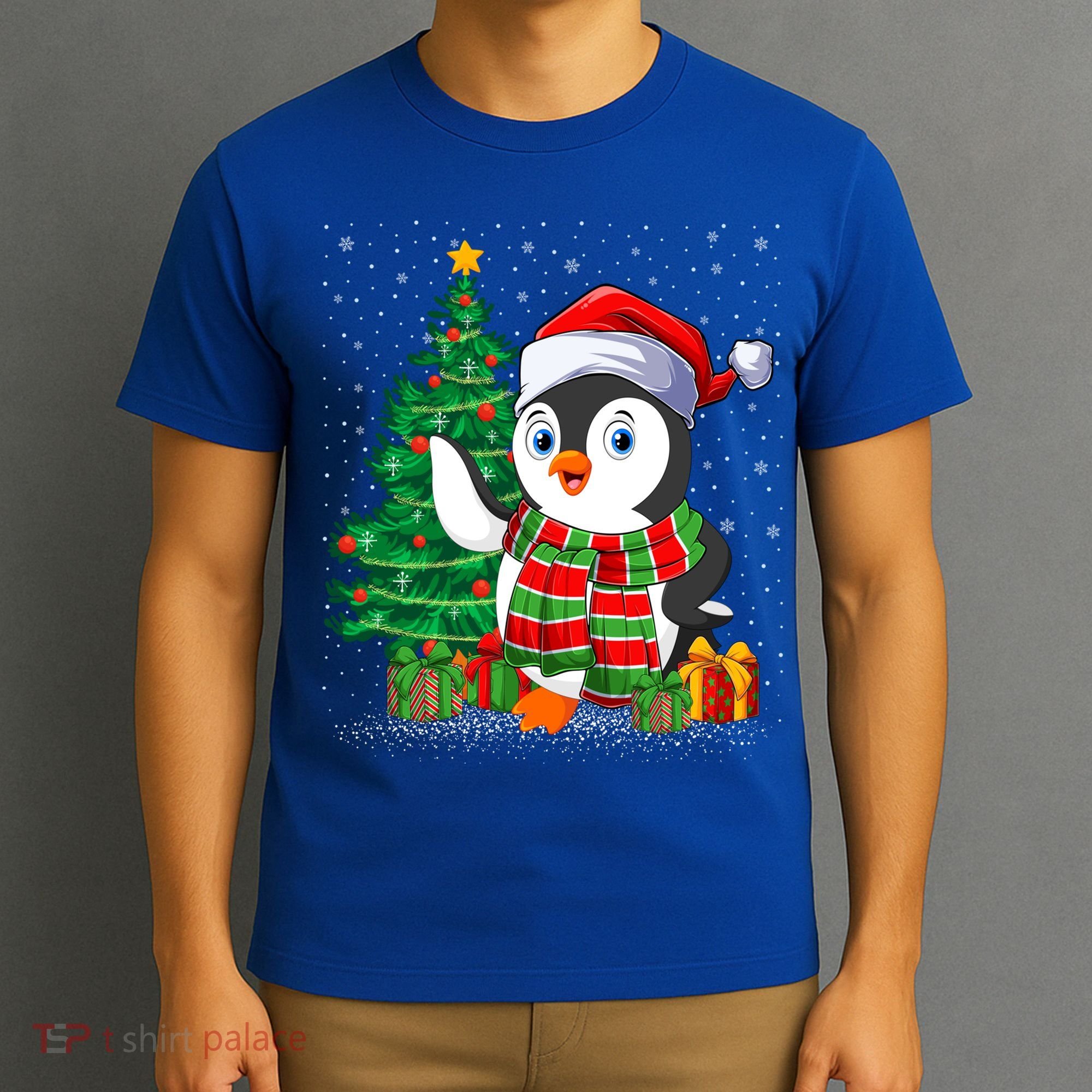 Penguin Christmas Tree Lights Santa Penguin Xmas Cute Gift T-Shirt