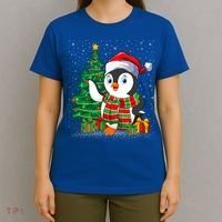 Penguin Christmas Tree Lights Santa Penguin Xmas Cute Gift T-Shirt thumb 4