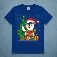 Penguin Christmas Tree Lights Santa Penguin Xmas Cute Gift T-Shirt thumb 5