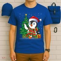 Penguin Christmas Tree Lights Santa Penguin Xmas Cute Gift T-Shirt thumb 6