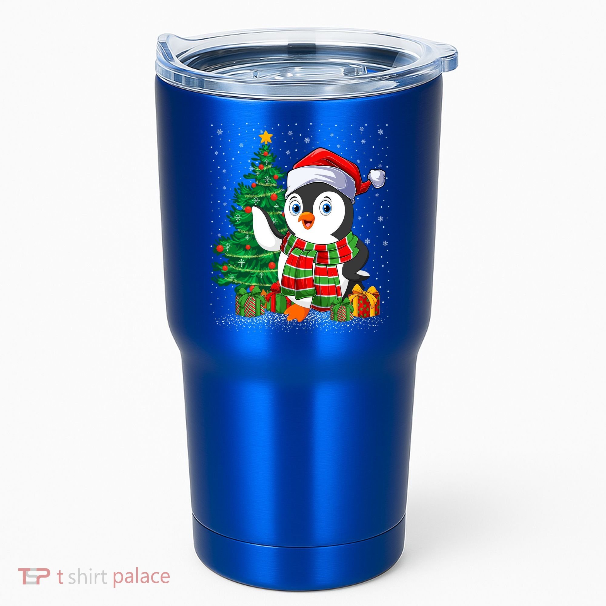 Penguin Christmas Tree Lights Santa Penguin Xmas Cute Gift Tumbler