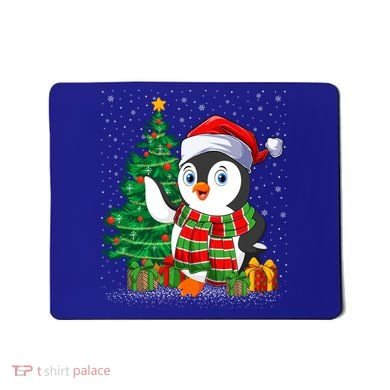 Penguin Christmas Tree Lights Santa Penguin Xmas Cute Gift Mousepad