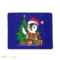 Penguin Christmas Tree Lights Santa Penguin Xmas Cute Gift Mousepad thumb 0
