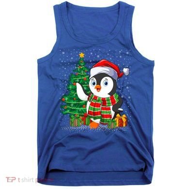 Penguin Christmas Tree Lights Santa Penguin Xmas Cute Gift Tank Top