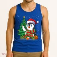 Penguin Christmas Tree Lights Santa Penguin Xmas Cute Gift Tank Top thumb 3