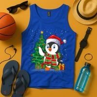 Penguin Christmas Tree Lights Santa Penguin Xmas Cute Gift Tank Top thumb 4