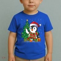 Penguin Christmas Tree Lights Santa Penguin Xmas Cute Gift Toddler T-Shirt thumb 2