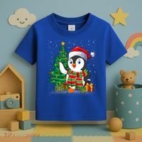 Penguin Christmas Tree Lights Santa Penguin Xmas Cute Gift Toddler T-Shirt thumb 3