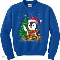 Penguin Christmas Tree Lights Santa Penguin Xmas Cute Gift Kids Sweatshirt thumb 0