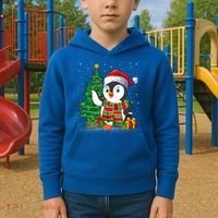 Penguin Christmas Tree Lights Santa Penguin Xmas Cute Gift Kids Hoodie thumb 2