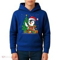 Penguin Christmas Tree Lights Santa Penguin Xmas Cute Gift Kids Hoodie thumb 4