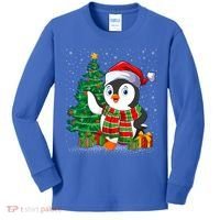 Penguin Christmas Tree Lights Santa Penguin Xmas Cute Gift Kids Long Sleeve Shirt thumb 0