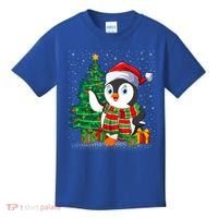 Penguin Christmas Tree Lights Santa Penguin Xmas Cute Gift Kids T-Shirt thumb 0