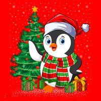 Penguin Christmas Tree Lights Santa Penguin Xmas Cute Gift Santa Hat thumb 1