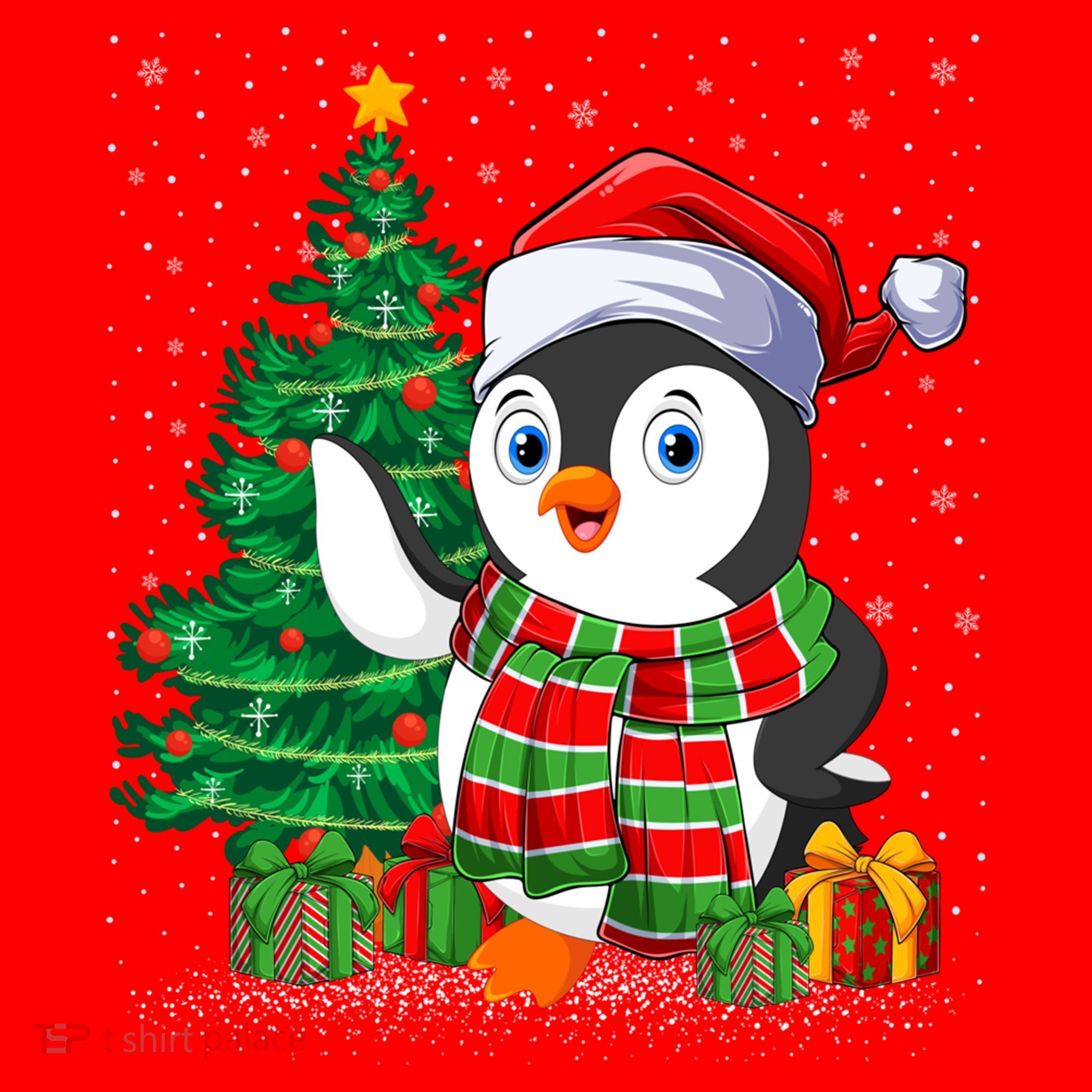Penguin Christmas Tree Lights Santa Penguin Xmas Cute Gift Santa Hat
