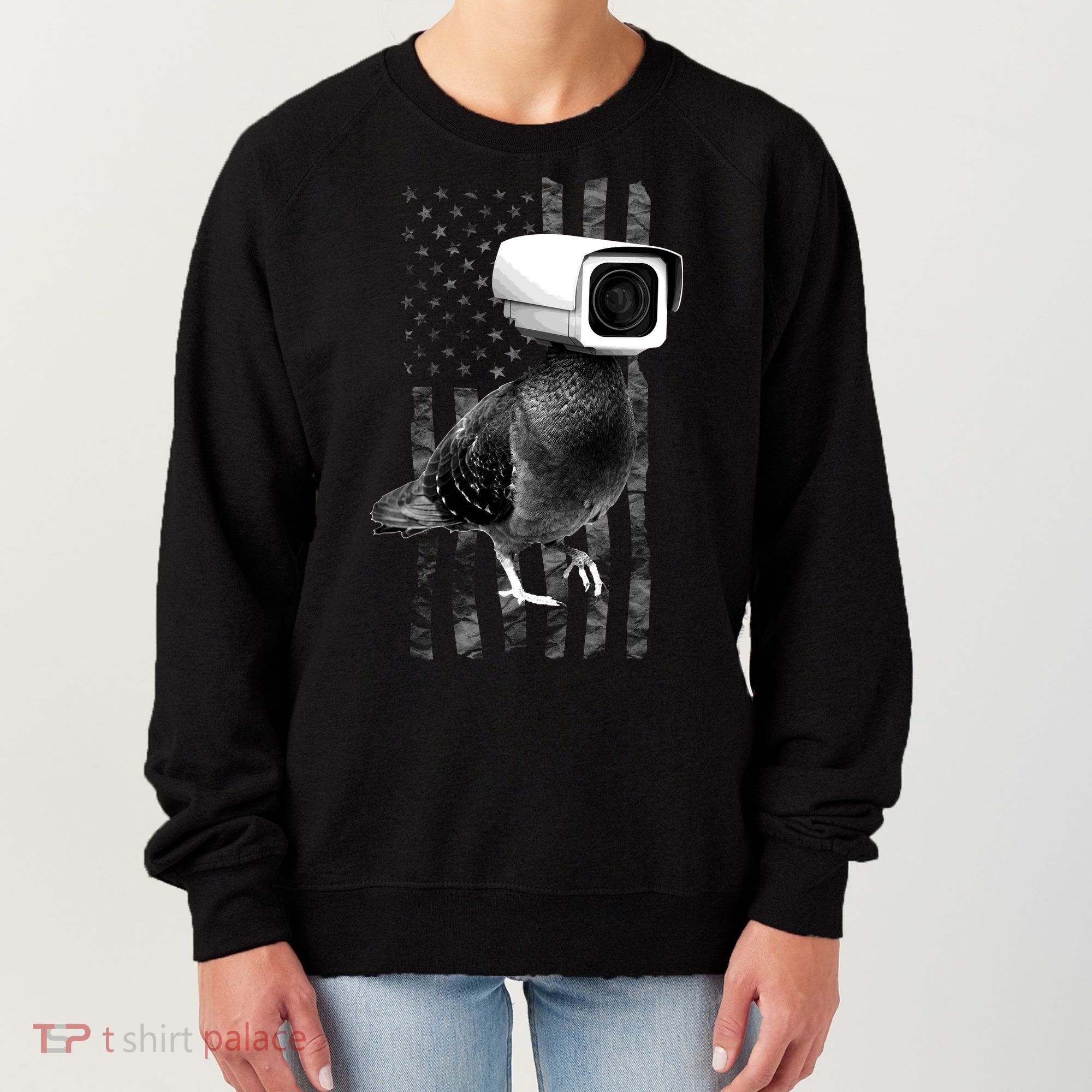 Pidgeon Camera USA Flag Women's Sweatshirt