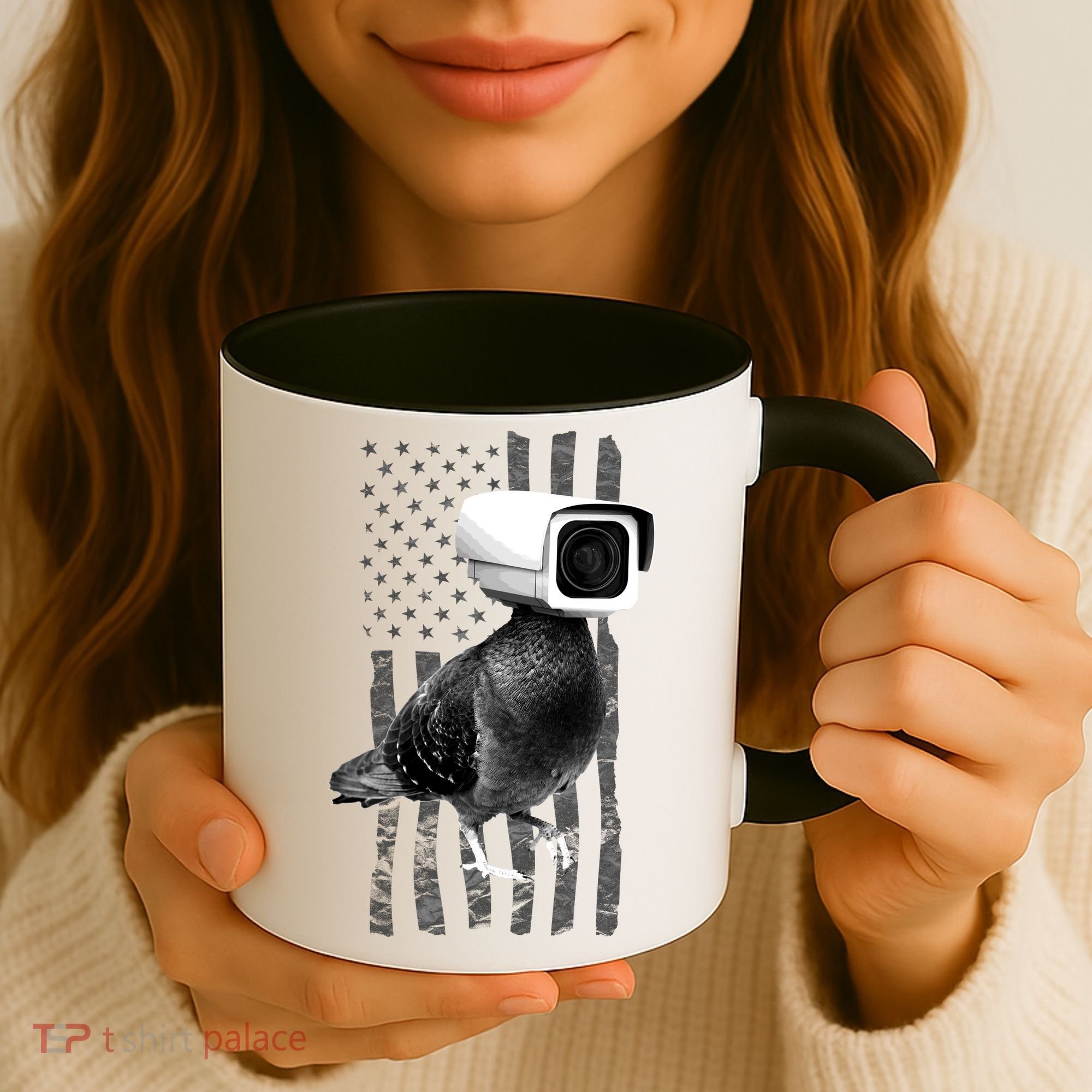 Pidgeon Camera USA Flag Coffee Mug