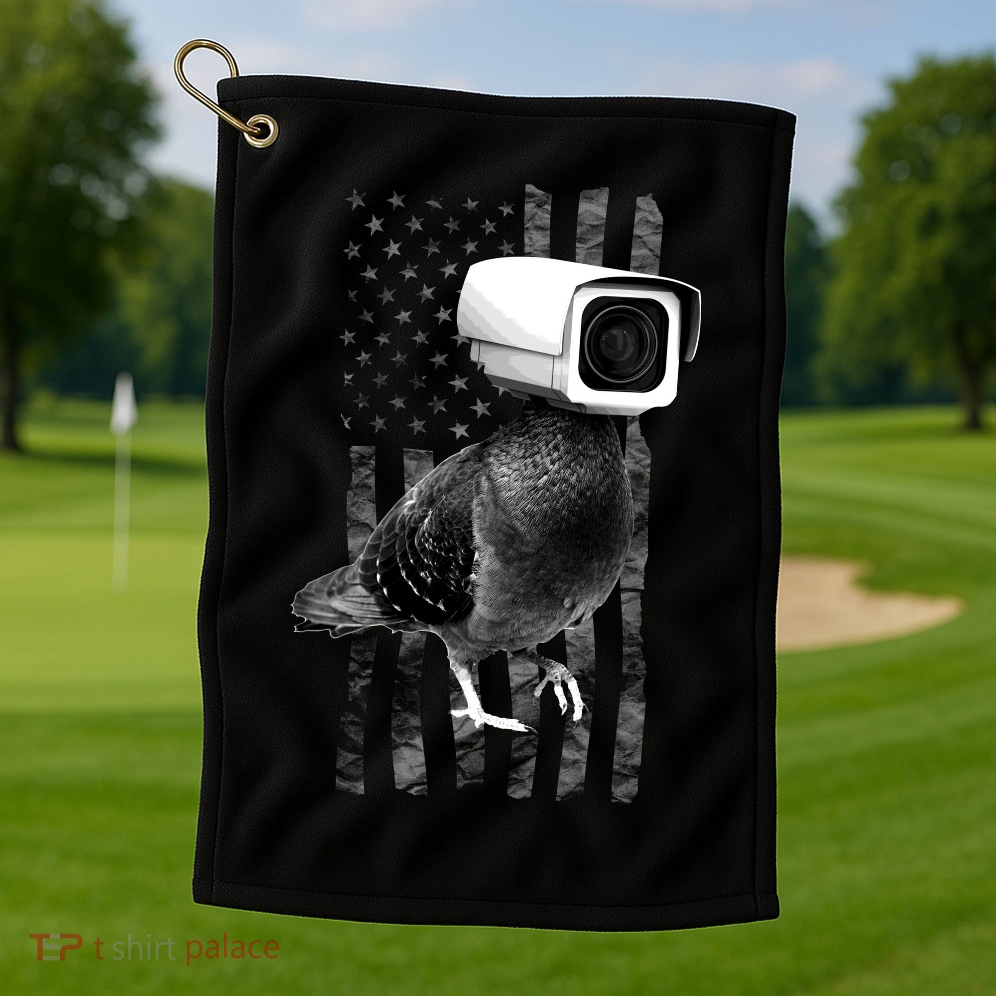 Pidgeon Camera USA Flag Golf Towel