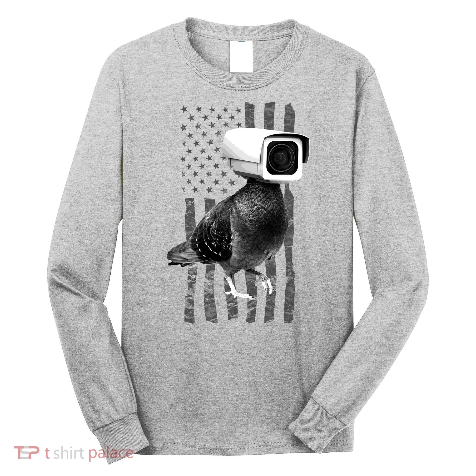 Pidgeon Camera USA Flag Long Sleeve Shirt