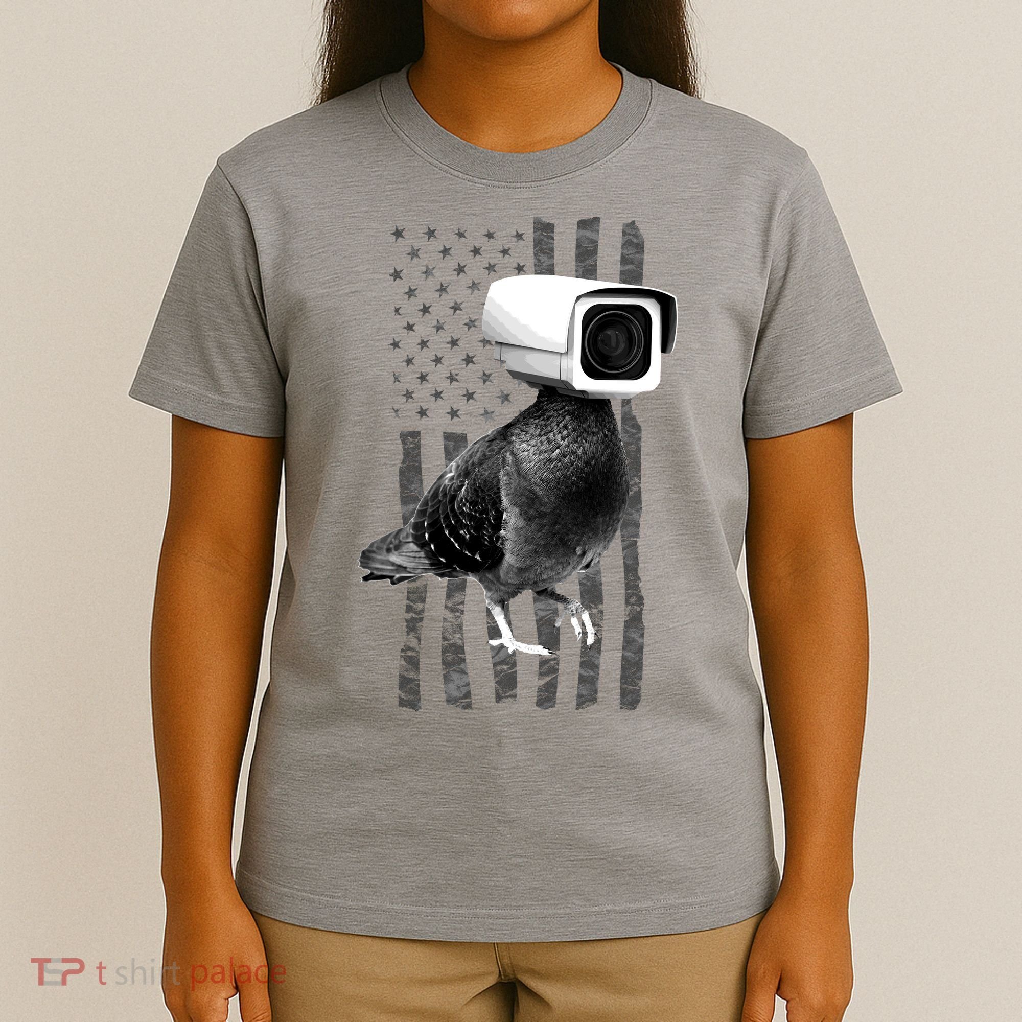 Pidgeon Camera USA Flag T-Shirt