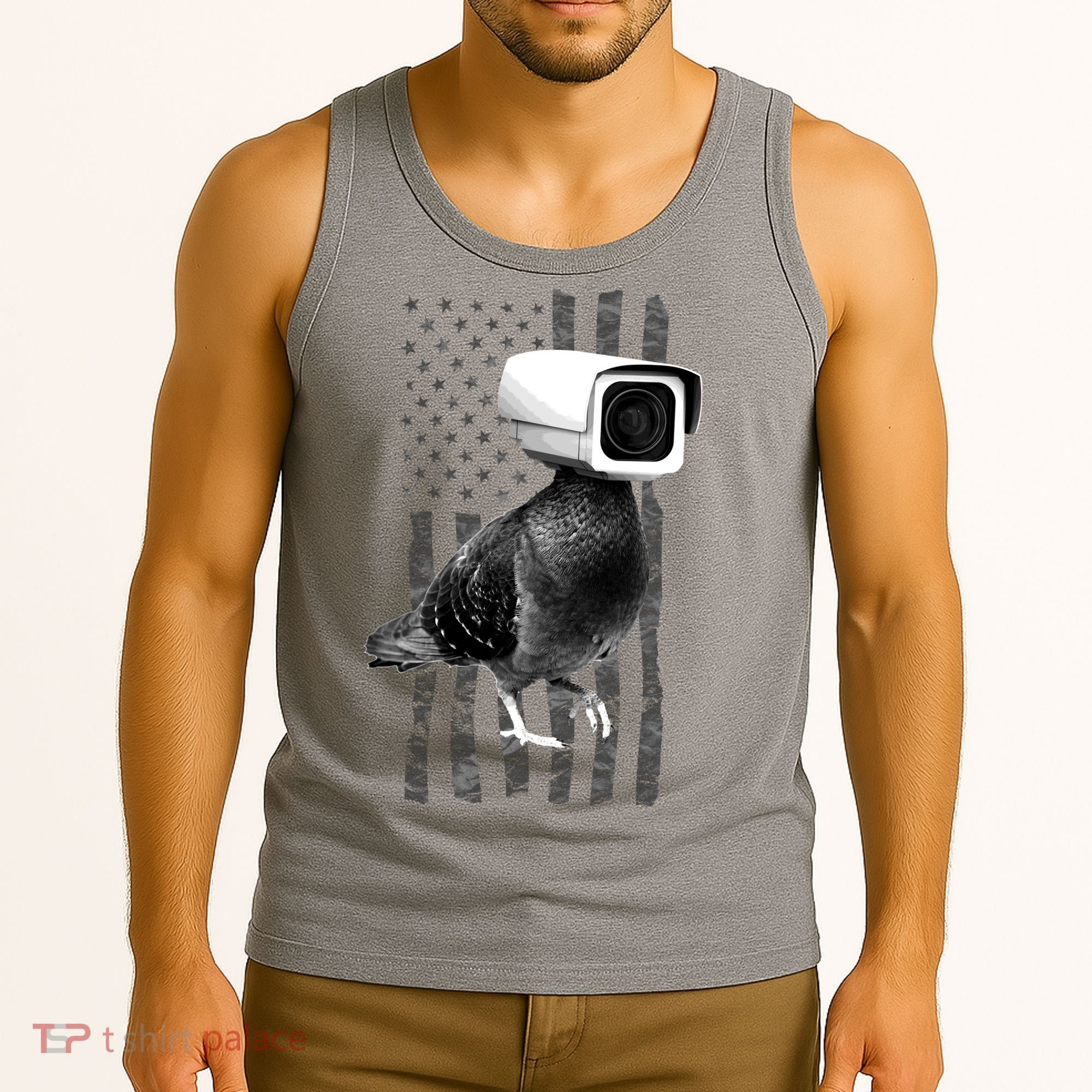 Pidgeon Camera USA Flag Tank Top