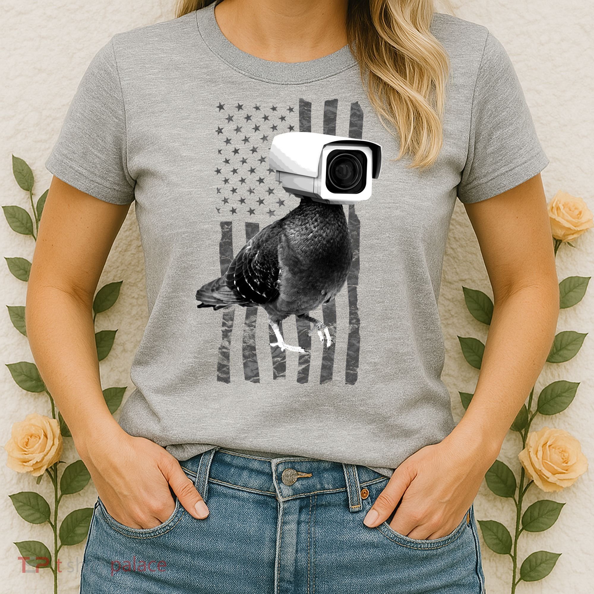 Pidgeon Camera USA Flag Women's T-Shirt