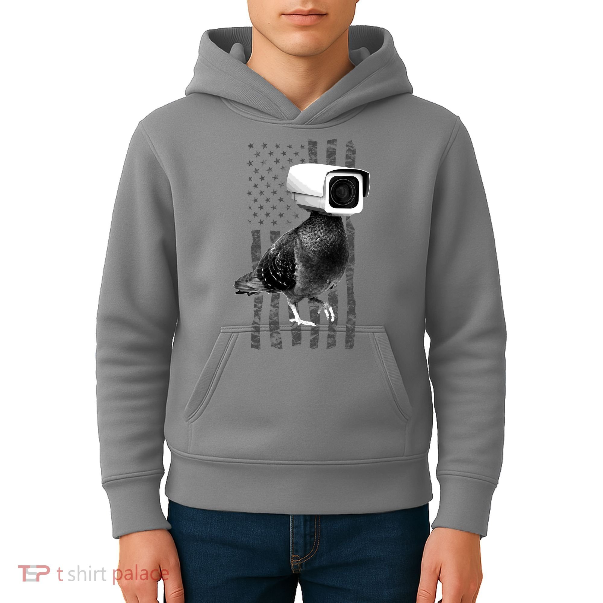 Pidgeon Camera USA Flag Kids Hoodie