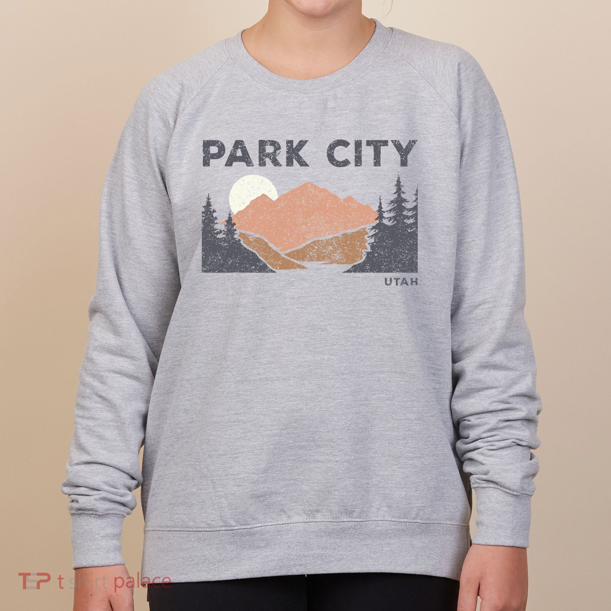 Park City Utah Faded Mountain Forest Hiking Women's Sweatshirt