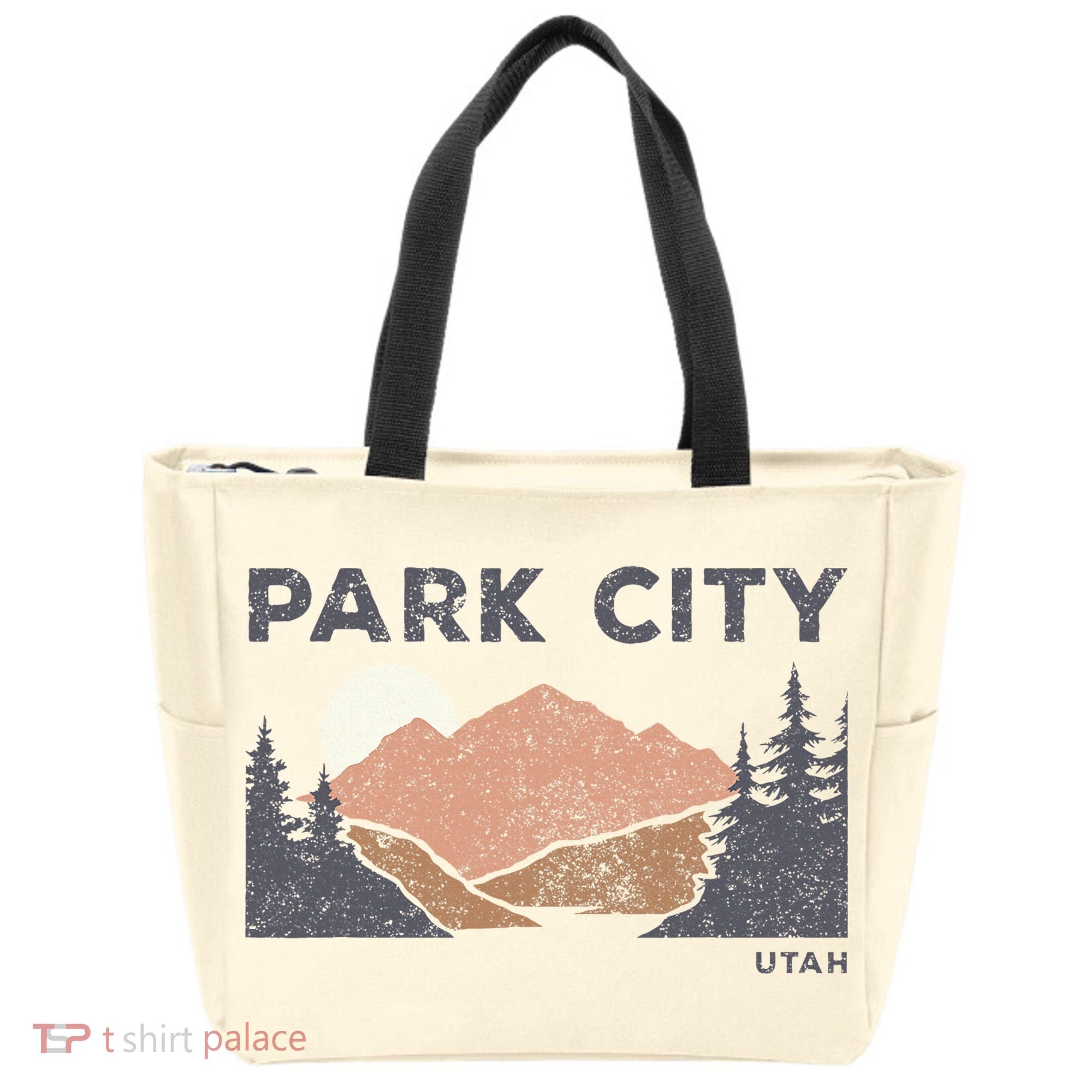 Park City Utah Faded Mountain Forest Hiking Tote Bag