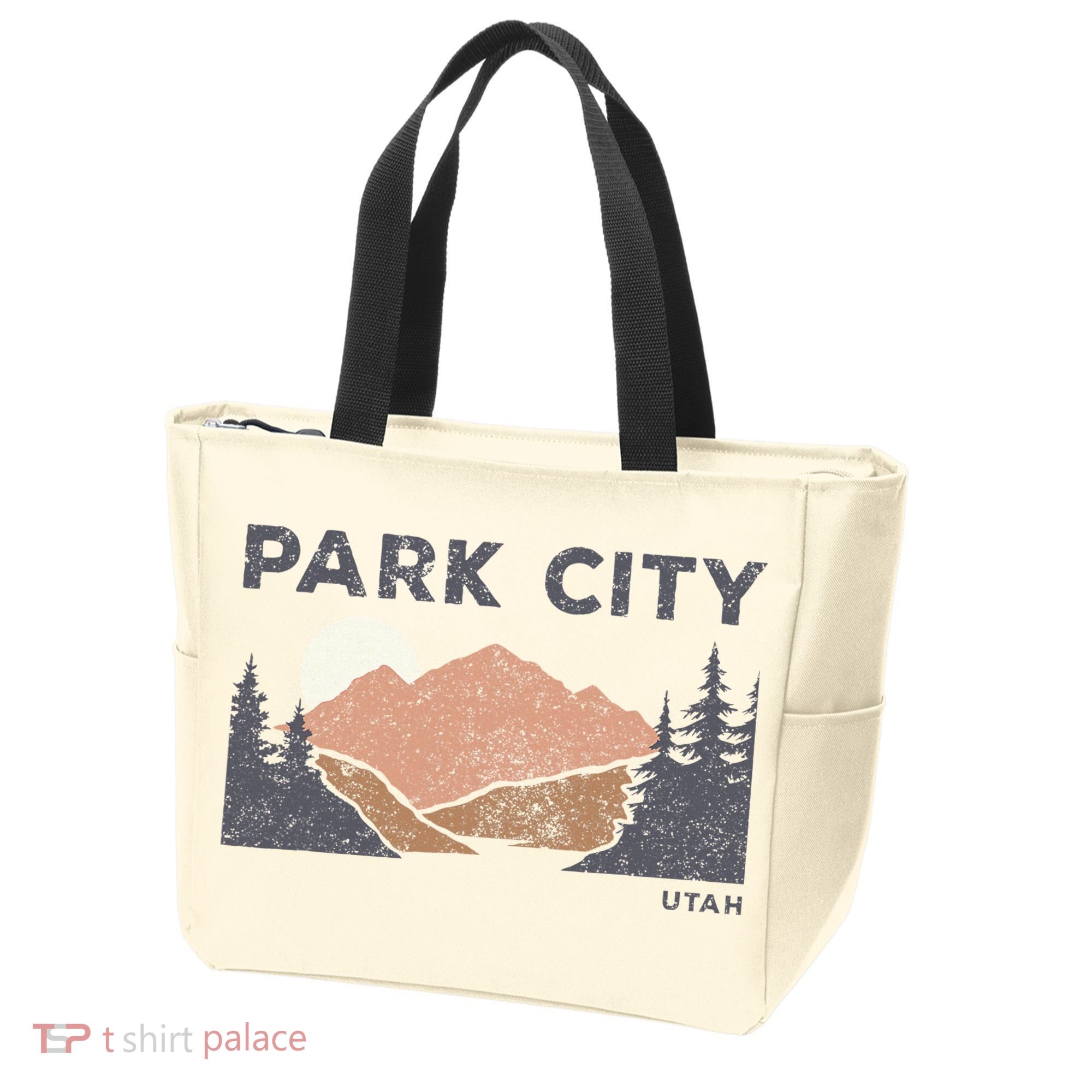 Park City Utah Faded Mountain Forest Hiking Tote Bag
