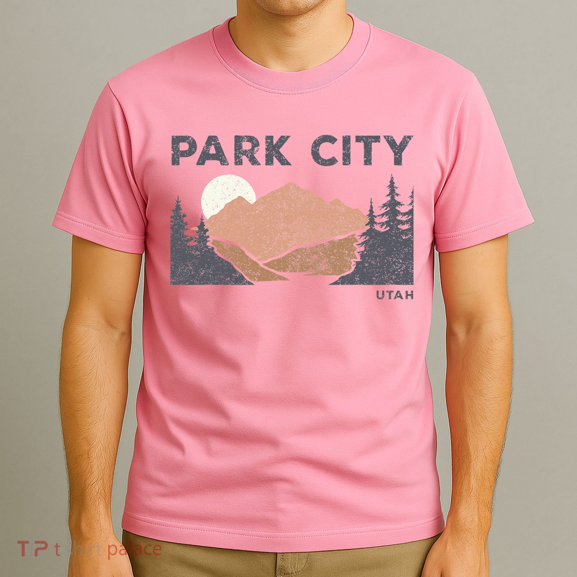 Park City Utah Faded Mountain Forest Hiking T-Shirt