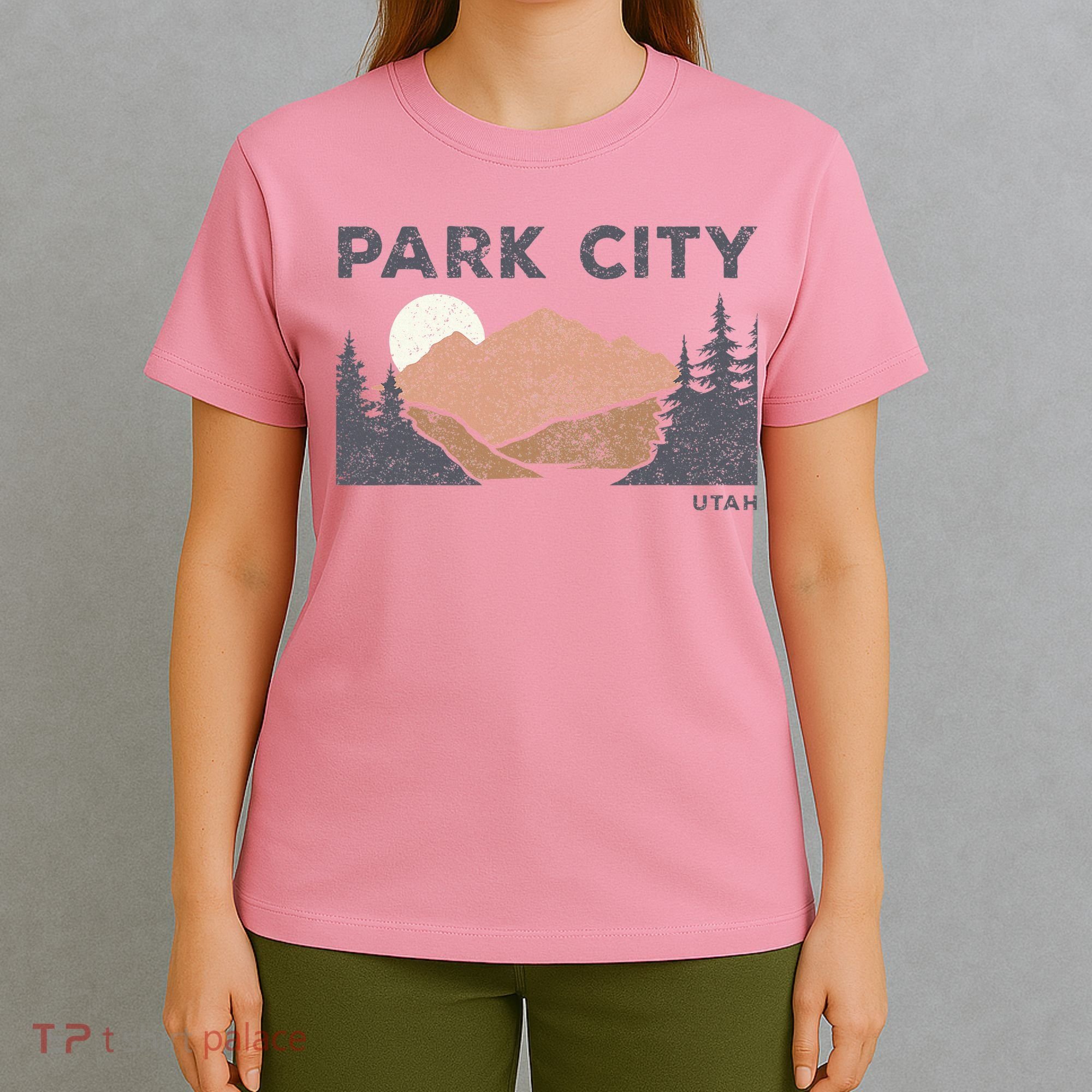 Park City Utah Faded Mountain Forest Hiking T-Shirt
