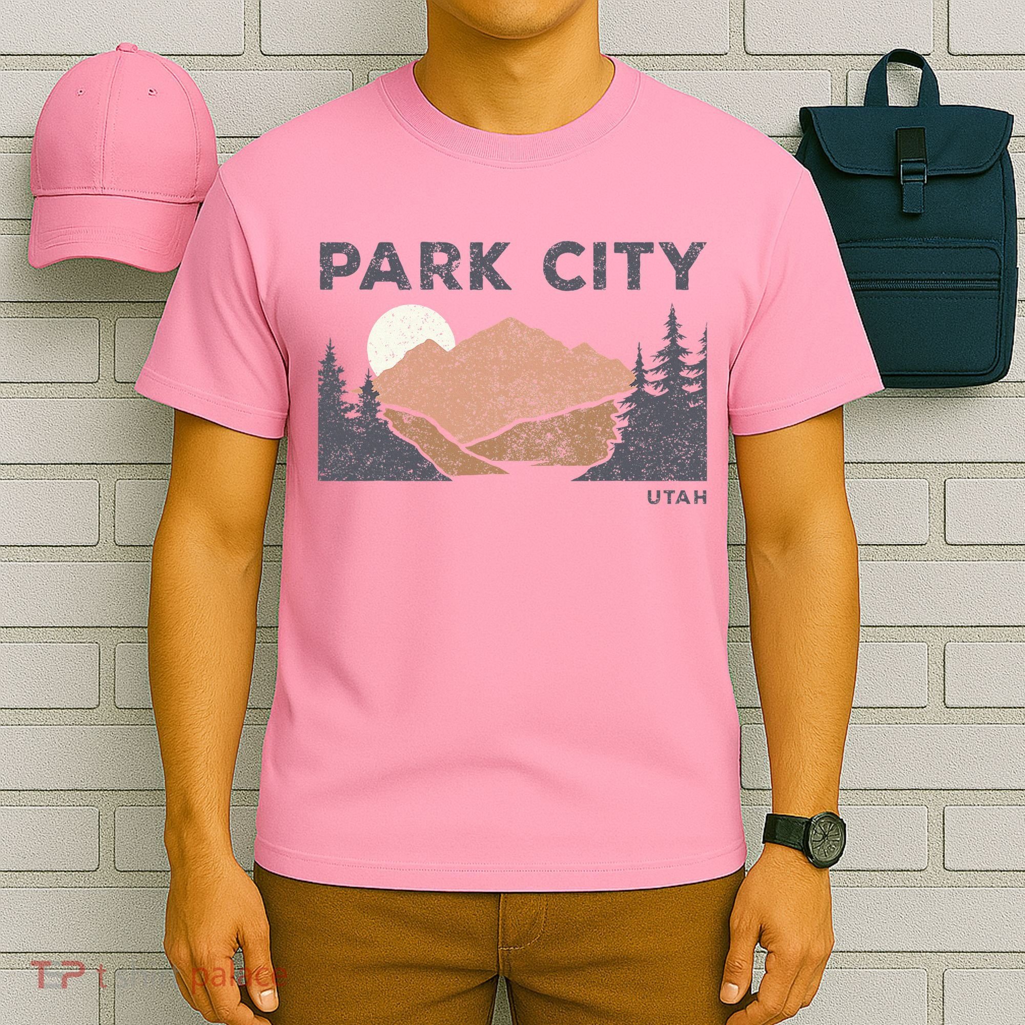Park City Utah Faded Mountain Forest Hiking T-Shirt