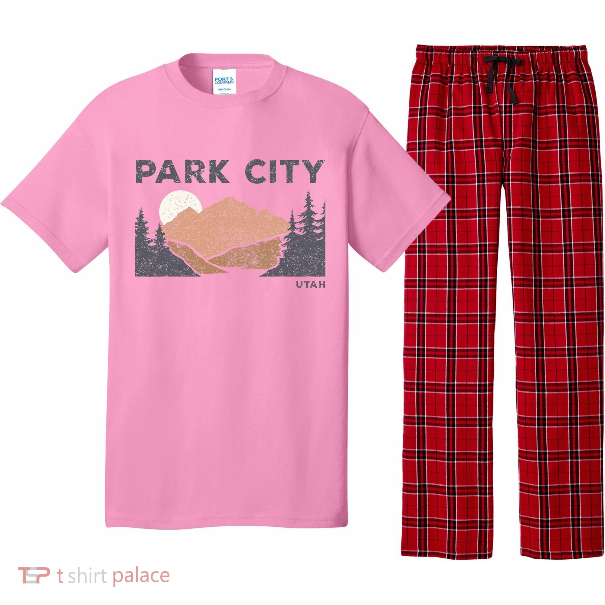 Park City Utah Faded Mountain Forest Hiking Pajama Set
